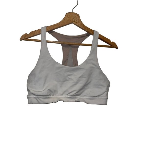 Lululemon cream Racerback Design Athletic Sports Bra Women's Size 12 - Picture 1 of 5